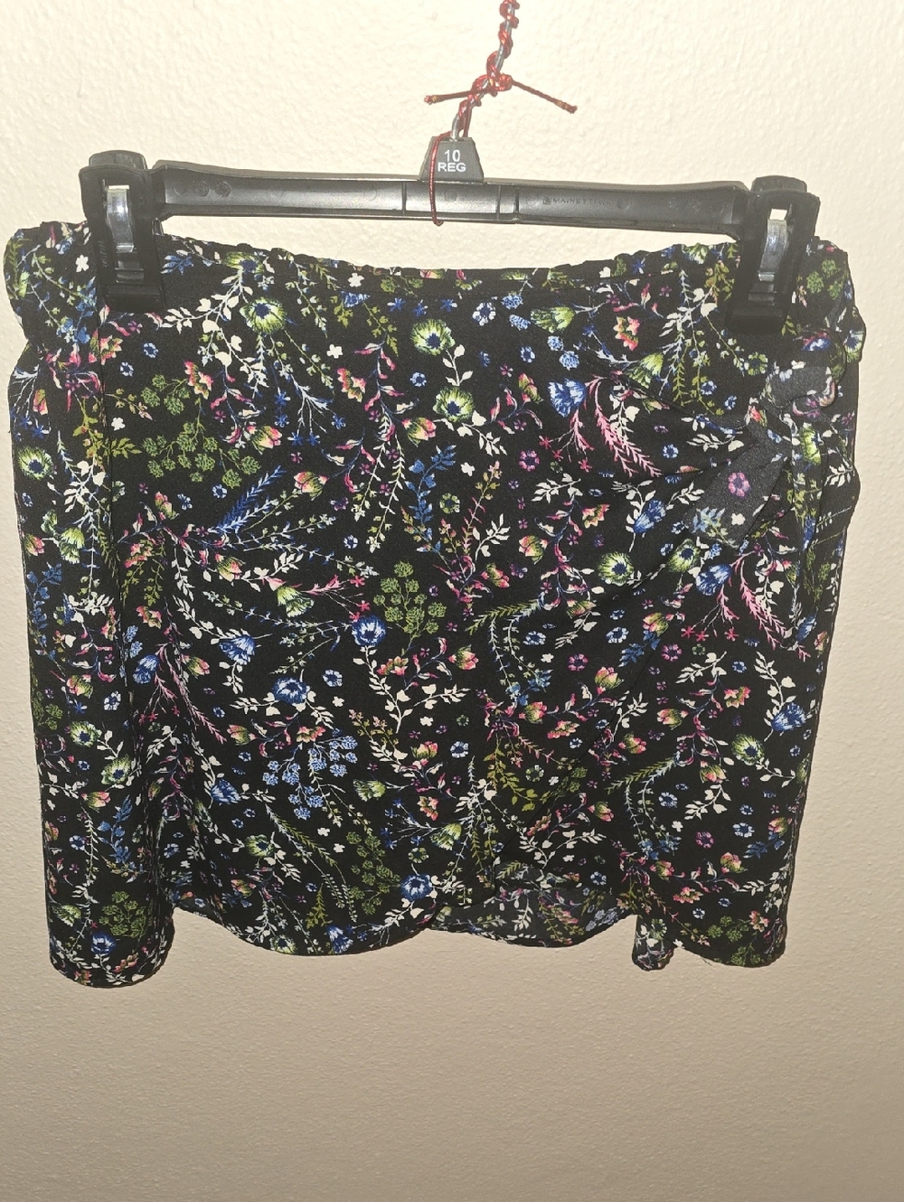 DR2 Black Mini Skirt with Pink, Blue & Green Floral Print